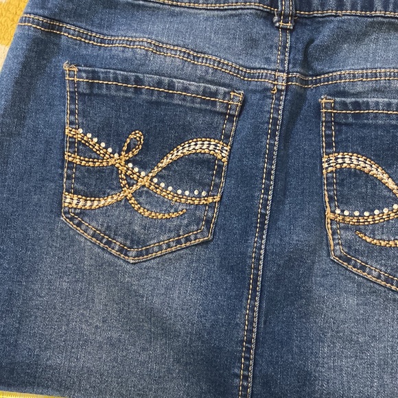 EUC BLUE EPIC unique button front denim mini skirt with fun back pockets size 14 - Picture 6 of 6
